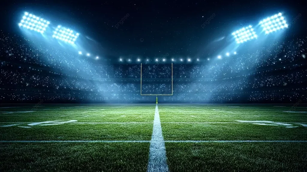 pngtree nighttime football field under blue and white stadium lights image 17906188